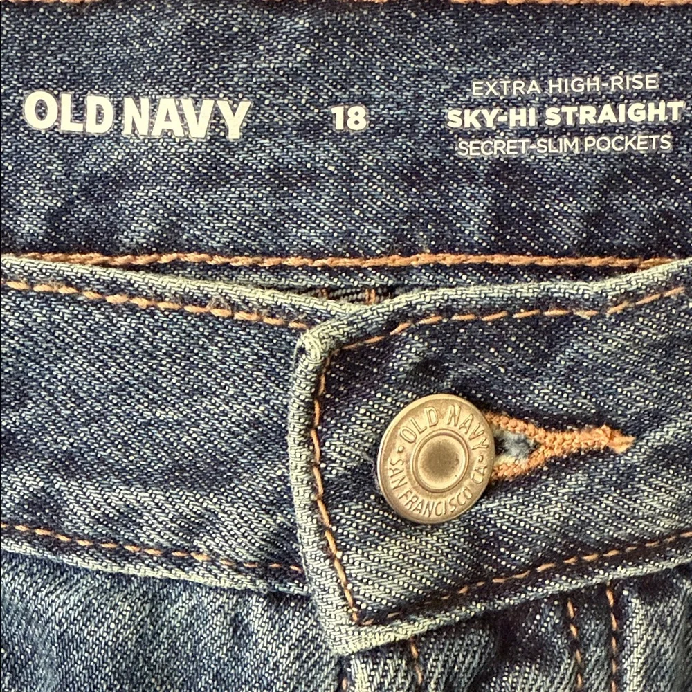Old Navy Size 18 Women’s SKY-HI STRAIGHT Dark Blue Relaxed Jeans. - Picture 5 of 9